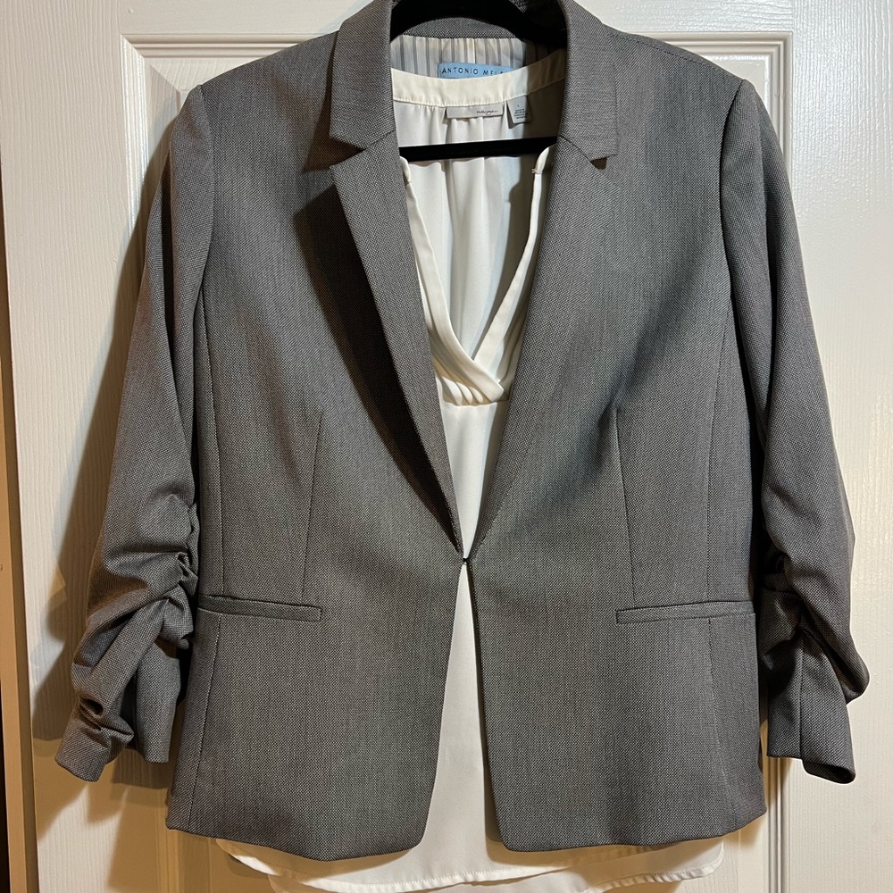 Boyfriend fit business jacket, gray